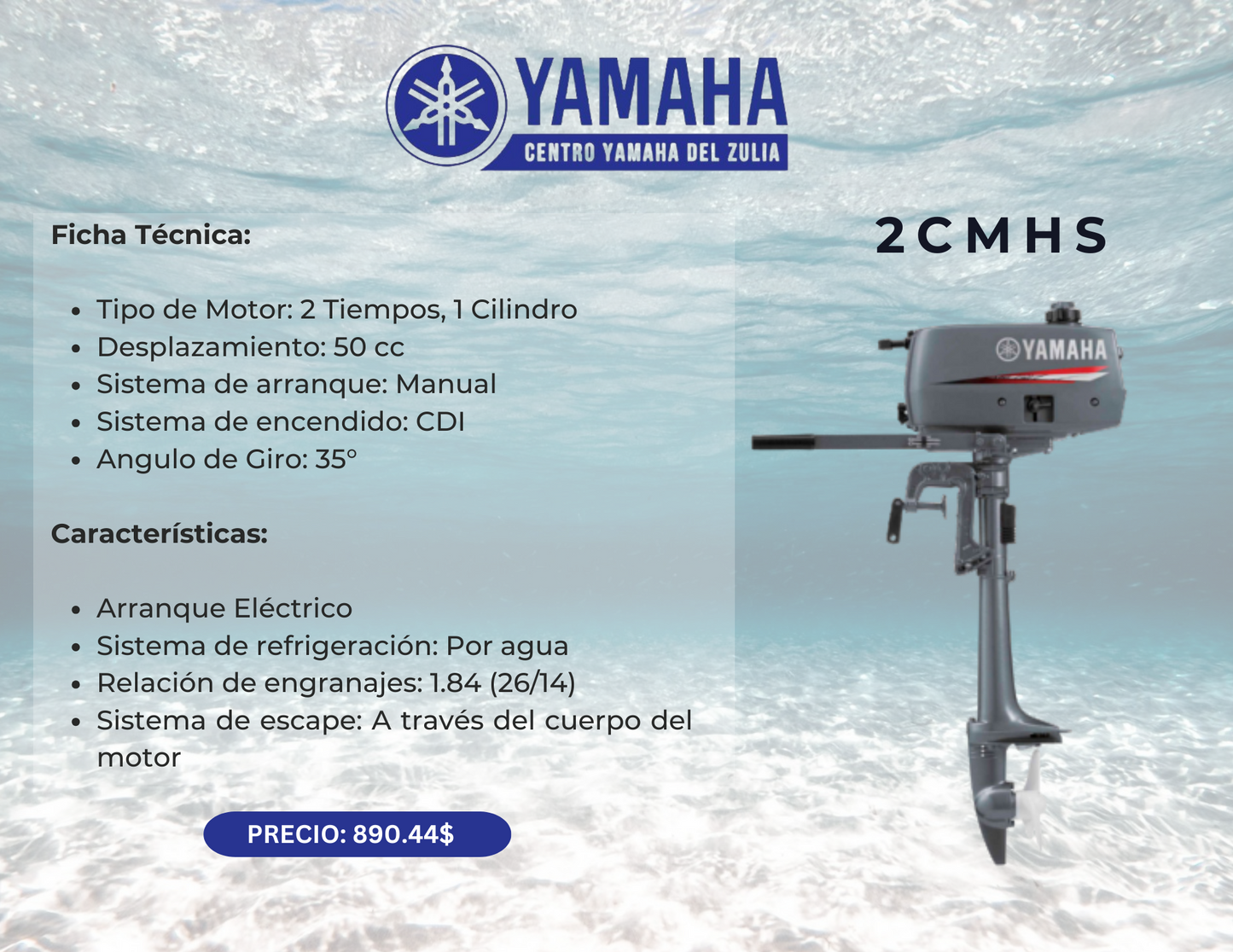 2HP MOTOR FUERA DE BORDA YAMAHA 2CMHS 2T