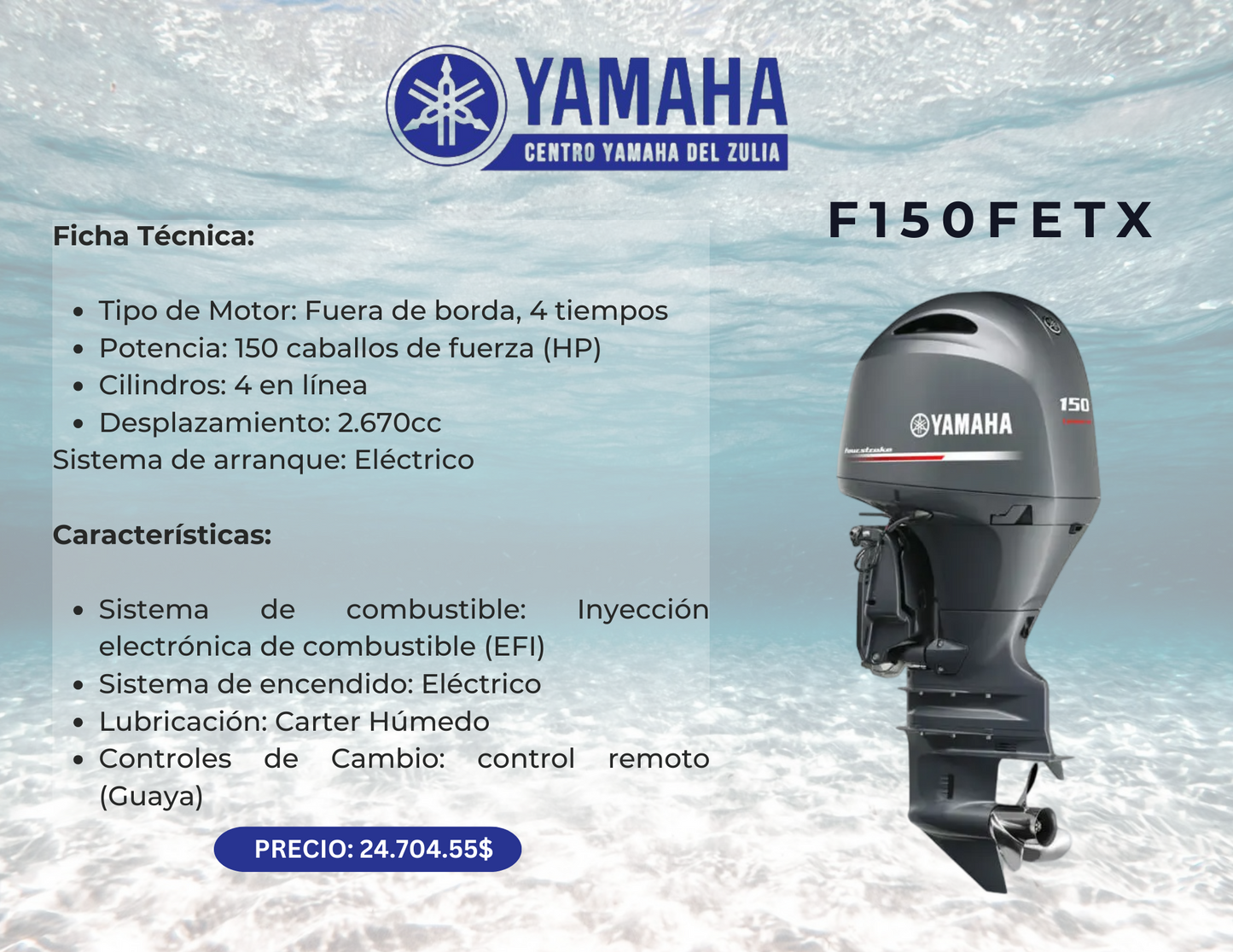 150HP MOTOR FUERA DE BORDA YAMAHA F150FETX