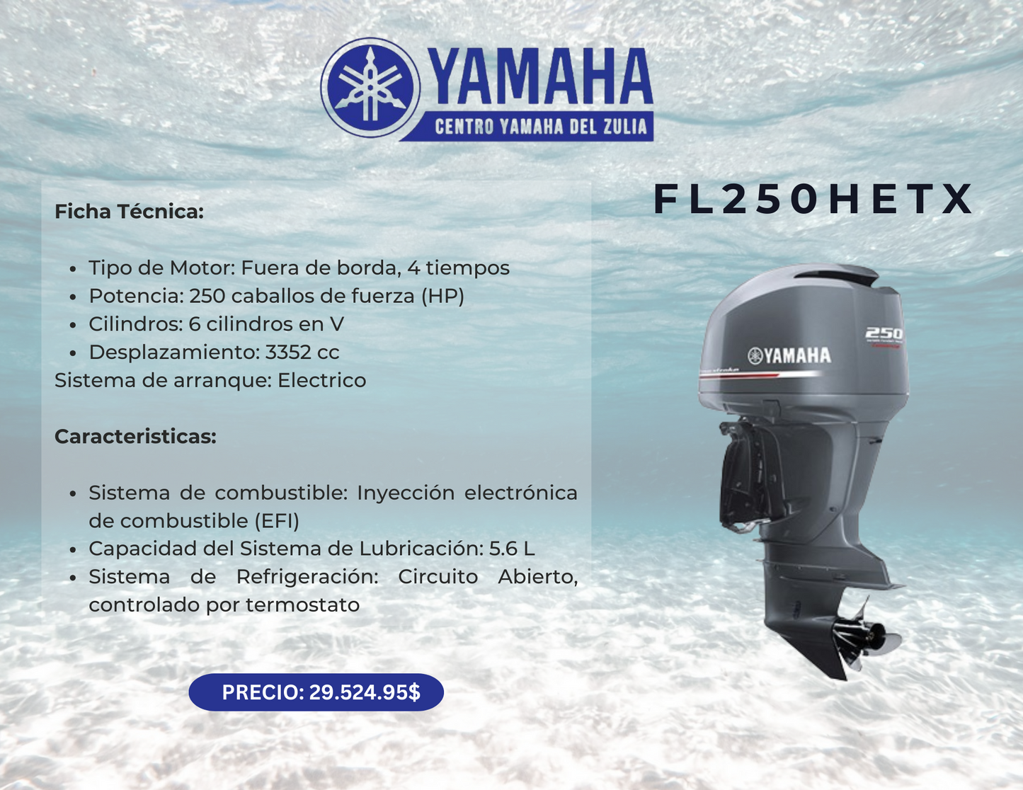 250HP MOTOR FUERA DE BORDA YAMAHA FL250HETX