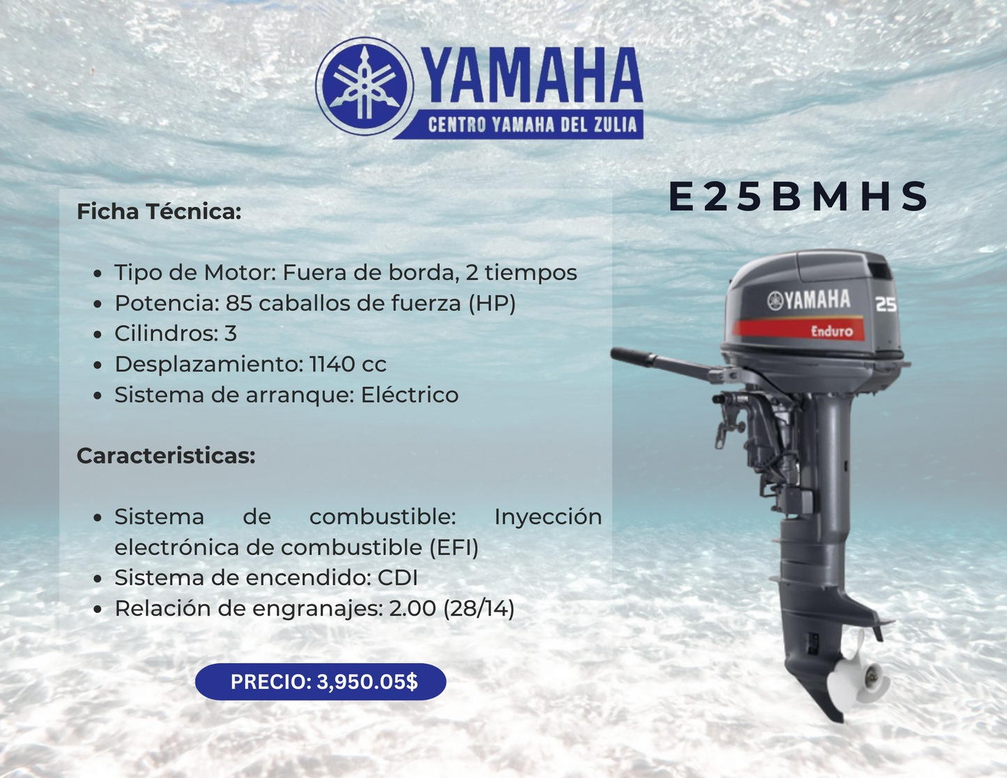 25HP MOTOR FUERA DE BORDA YAMAHA E25BMHS