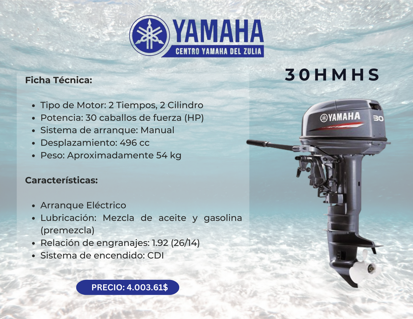 30HP MOTORE FUERA DE BORDA YAMAHA 30HMHS