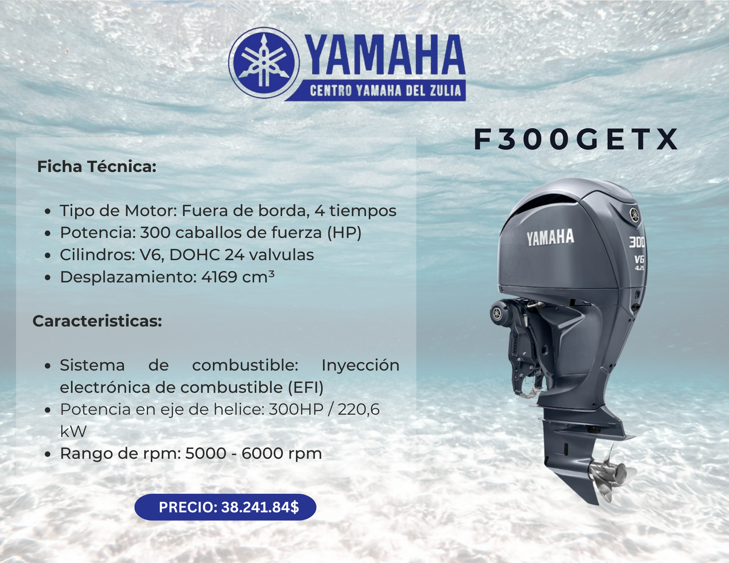 300HP MOTOR FUERA DE BORDA YAMAHA F300GETX