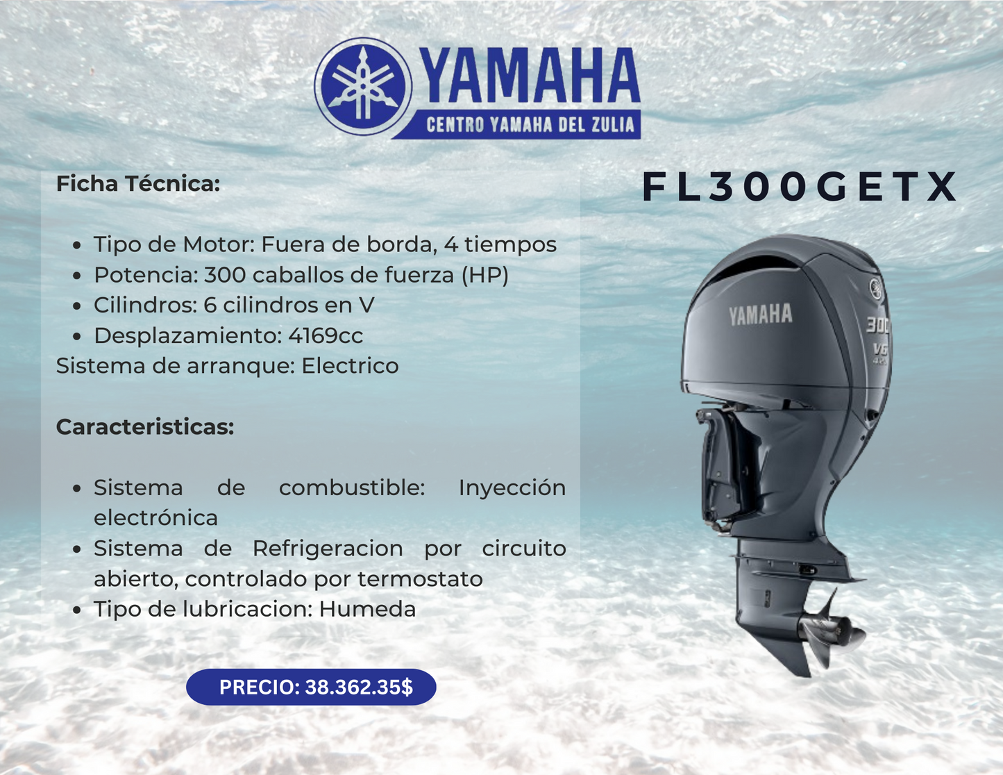 300HP MOTOR FUERA DE BORDA YAMAHA FL300GETX